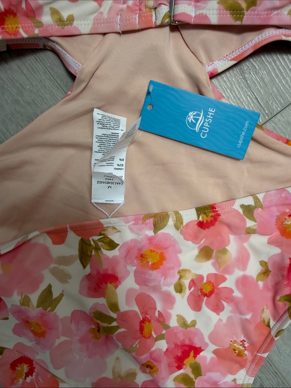 Cupshe Pink Floral Cutout One-Piece Swimsuit - Picture 3 of 4